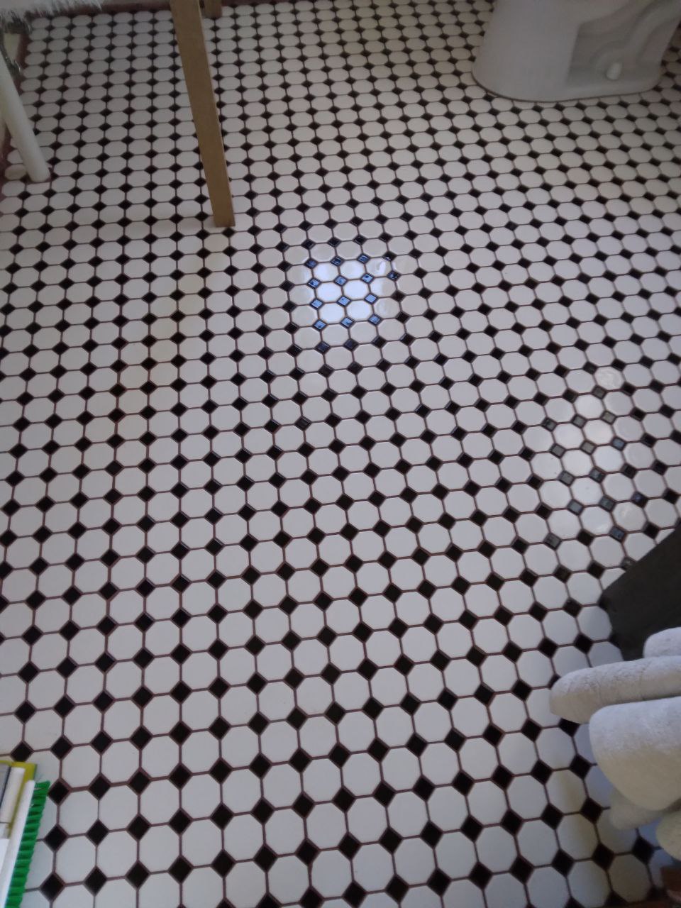 mopped bathroom floor