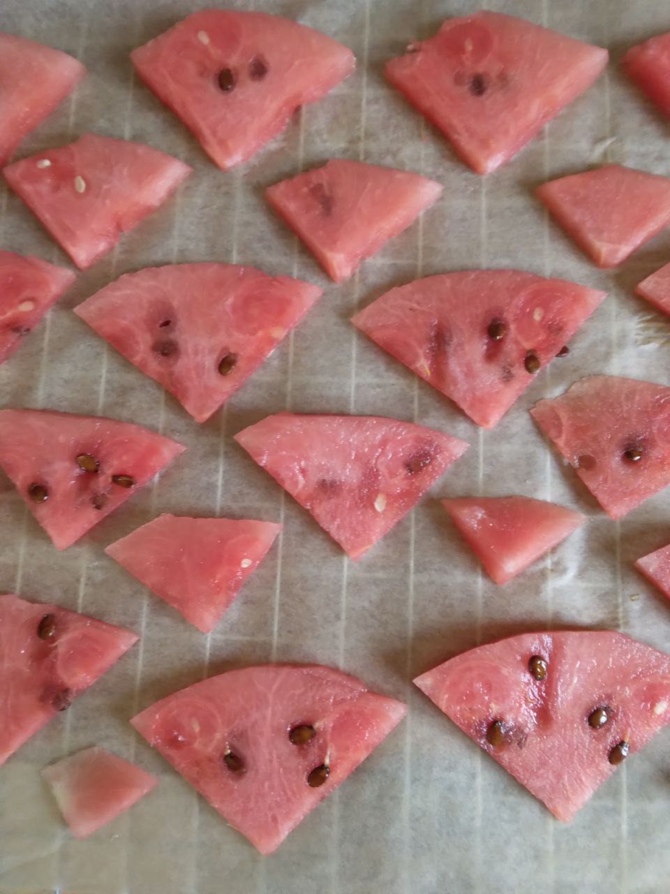 watermelon sliced on tray