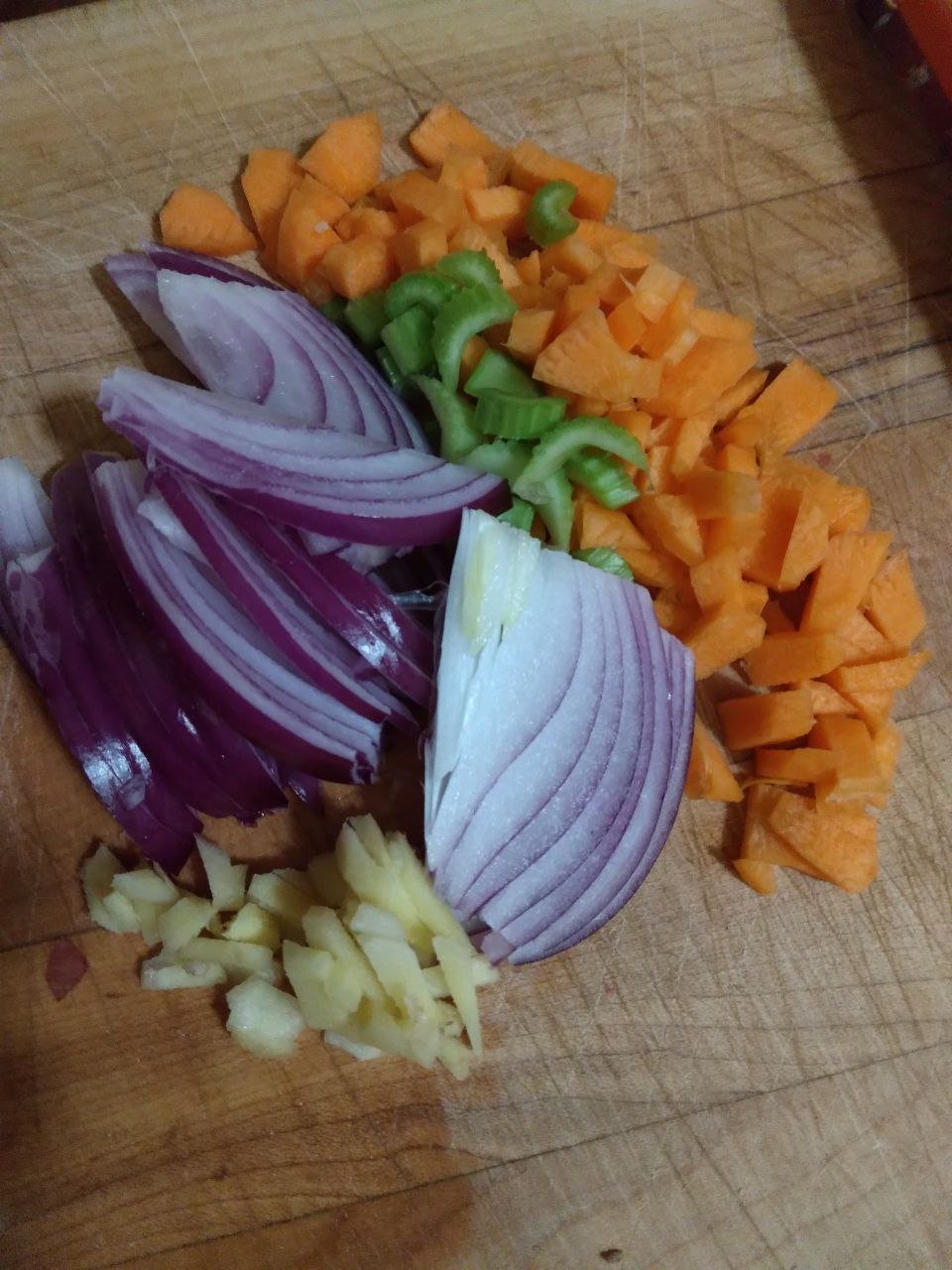 veggies on cutting board