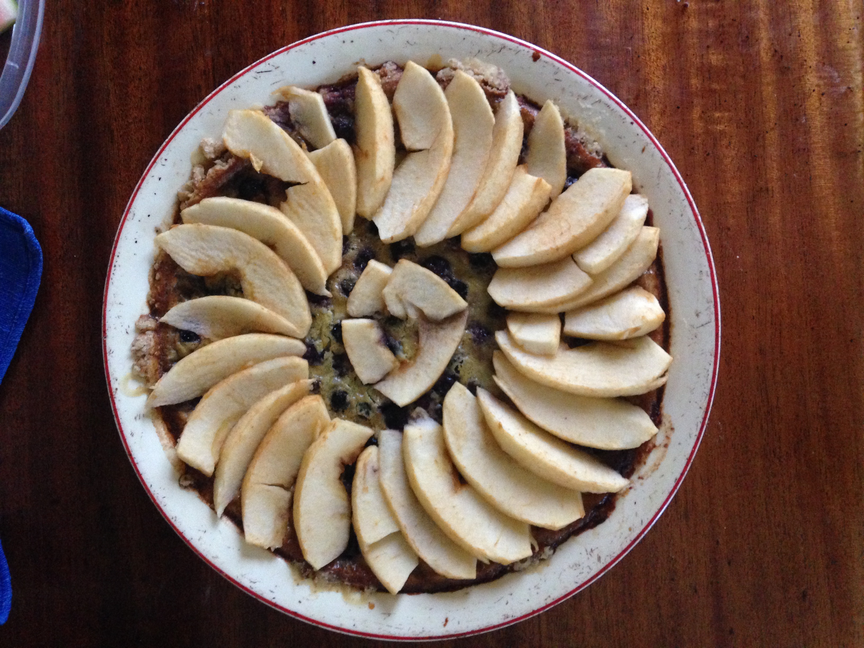 Blueberry custard pie w apples
